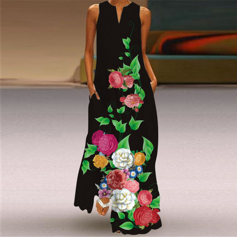 Floral Print Greta  Sleeveless Maxi Dress