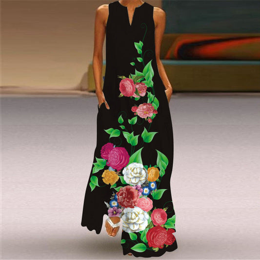 Floral Print Greta  Sleeveless Maxi Dress