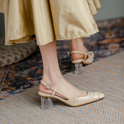 Elegant Crystal Heel Sandals by Greta 