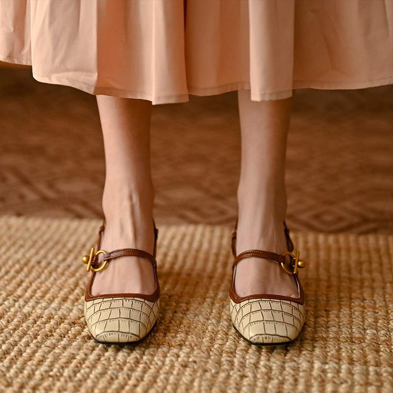 Chic Square Toe Mary Jane Heels by Greta 