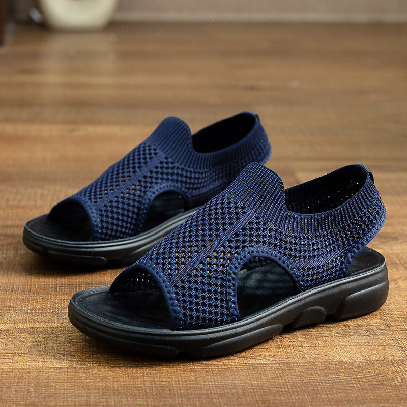 Breathable Knit Flat Sandals by Greta 