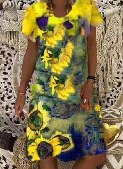 Floral V-Neck Midi Dress by Greta 