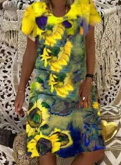 Floral V-Neck Midi Dress by Greta 