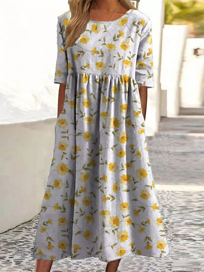 Floral Print Greta  Summer V-Neck Dress