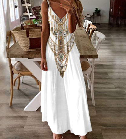 Chic Map Print Greta  High Waist Maxi Dress