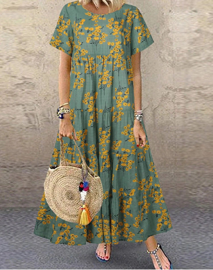 Floral Cotton V-Neck Maxi Dress by Greta 