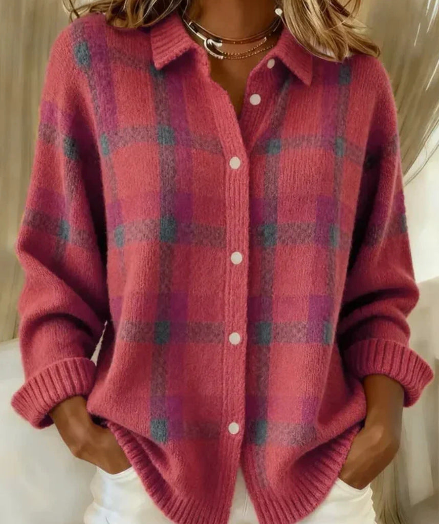 Cozy Stripe Cardigan Blouse by Greta 