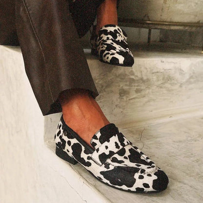 Cowprint Round-Toe Plus Shoes by Greta 