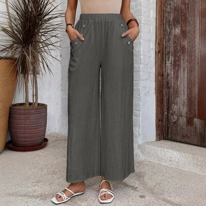 Relaxed High Waist Wide-Leg Pants by Greta 