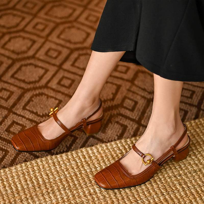 Chic Square Toe Mary Jane Heels by Greta 