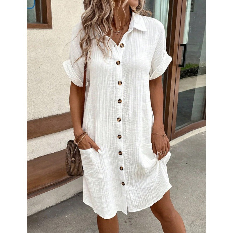 Chic Greta  Cotton Linen Shirt Dress