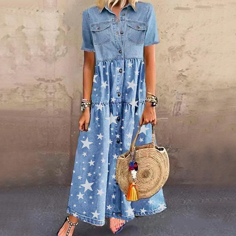 Boho Print Maxi Dress Greta  Summer Swing Skirt