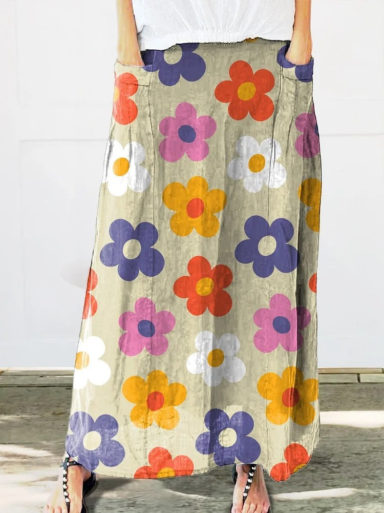 Retro Floral Greta  Everyday Pocket Skirt