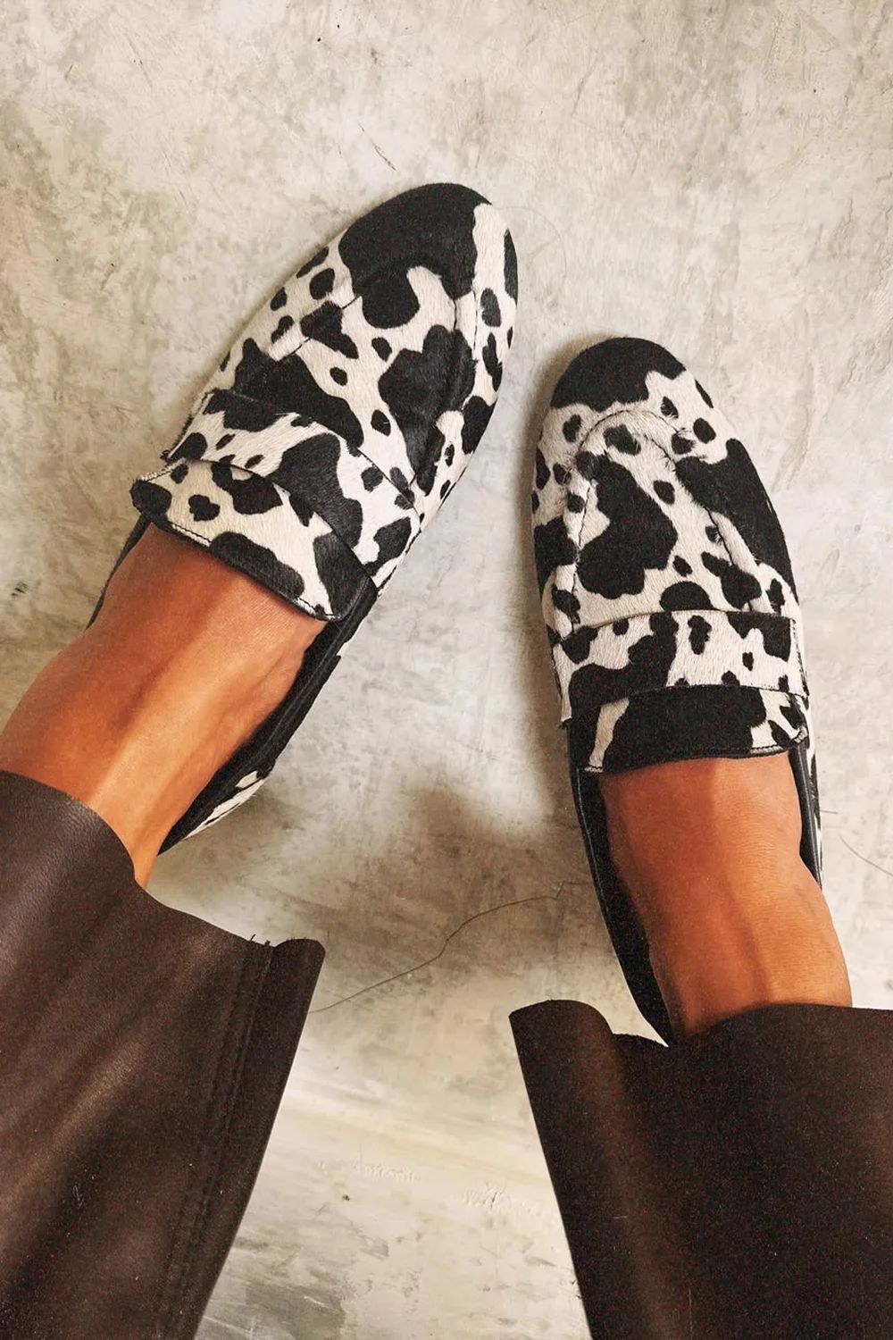 Cowprint Round-Toe Plus Shoes by Greta 