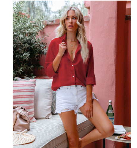 Relaxed Fit Greta  Lapel Cardigan Blouse