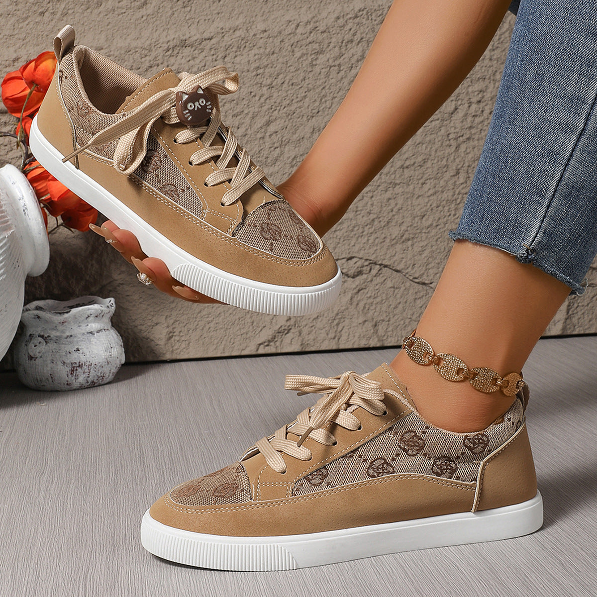 Floral Embroidered Greta  Casual Sneakers