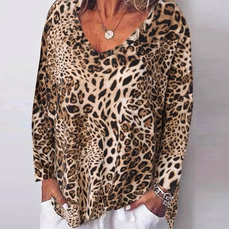 Leopard Print V-Neck Top by Greta 