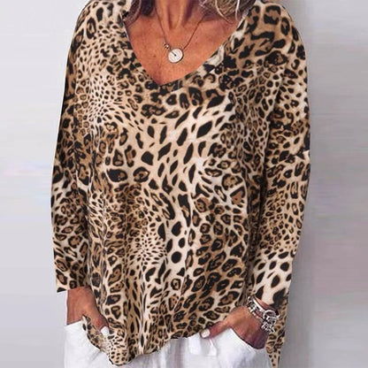 Leopard Print V-Neck Top by Greta 