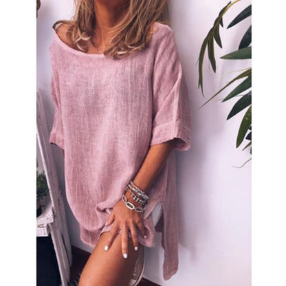 Casual Cotton Linen Split Dress by Greta 