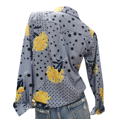 Chic Floral Dot Greta  V-Neck Fashion Top