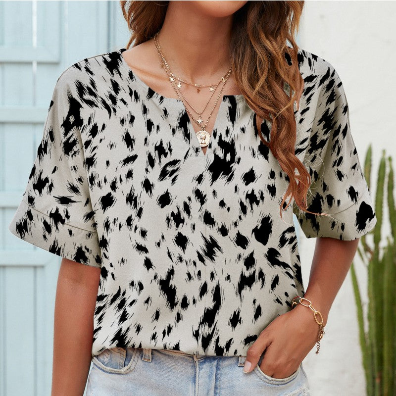 Printed V-Neck Everyday Top by Greta 