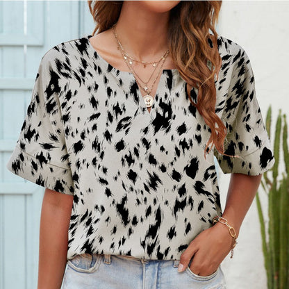 Printed V-Neck Everyday Top by Greta 