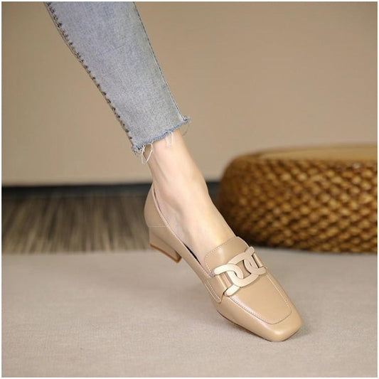 Elegant Greta  Chunky Heel Loafer Pumps
