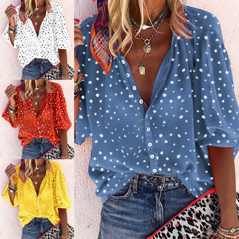 Chic Printed Long Sleeve Blouse by Greta 