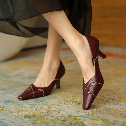 Elegant Leather Heels by Greta 