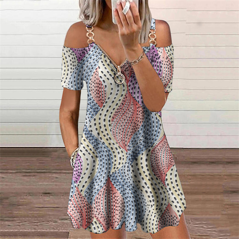 Chic Print Short Sleeve Dress by Greta 