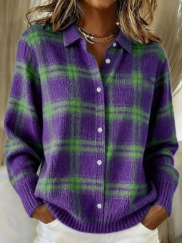 Cozy Stripe Cardigan Blouse by Greta 