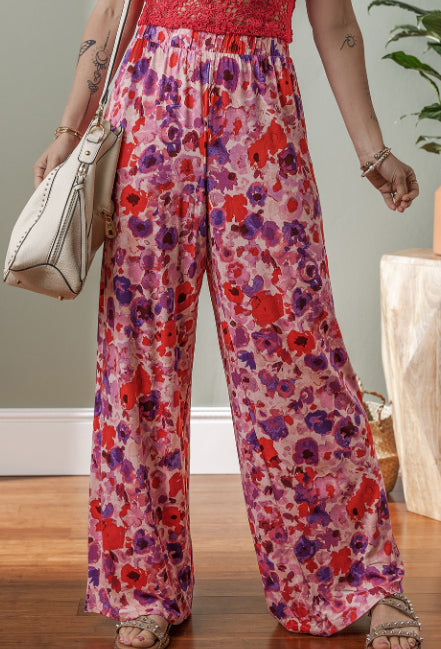 Vibrant Floral High Waist Pants by Greta 