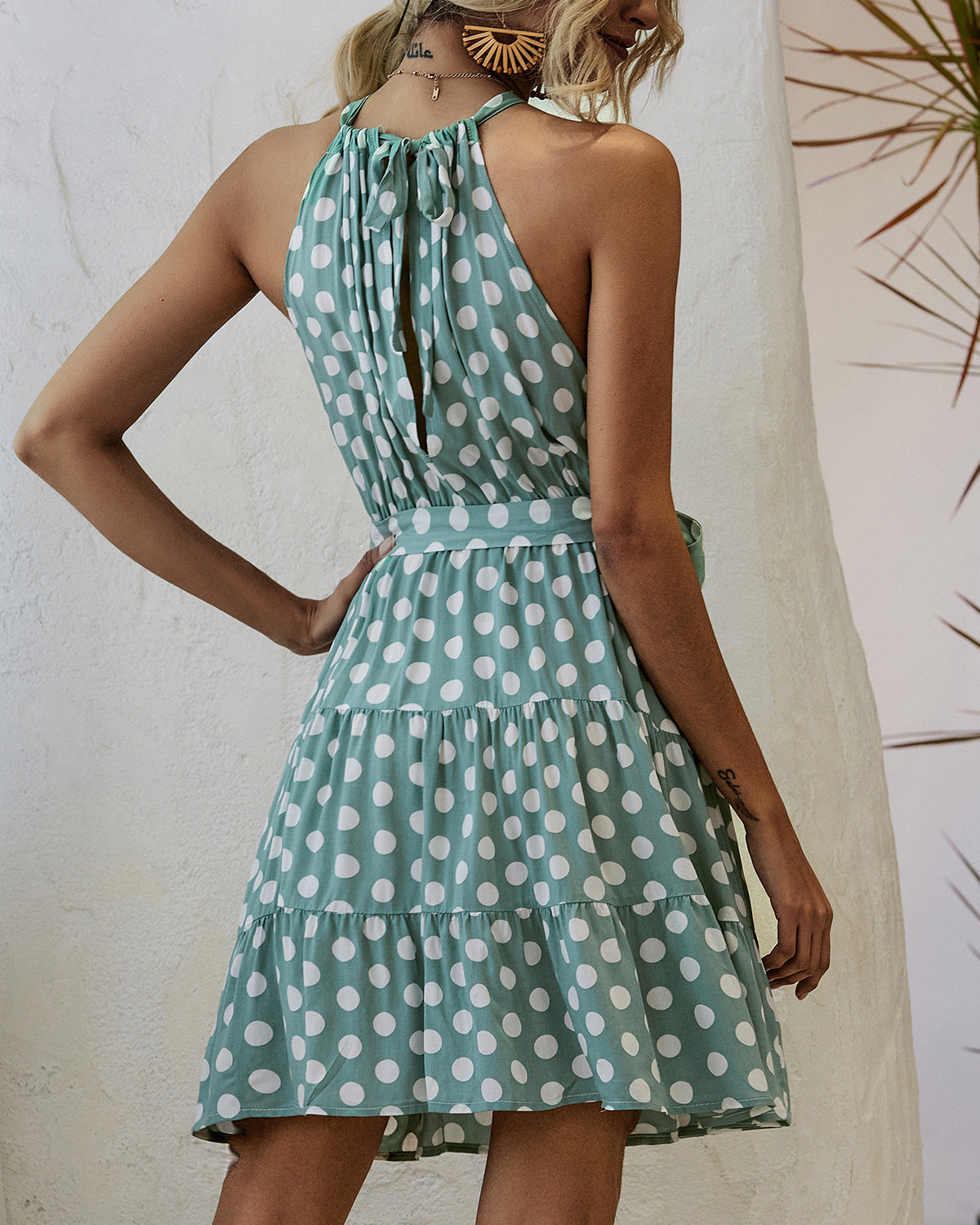 Chic Polka Dot Halter Dress by Greta 