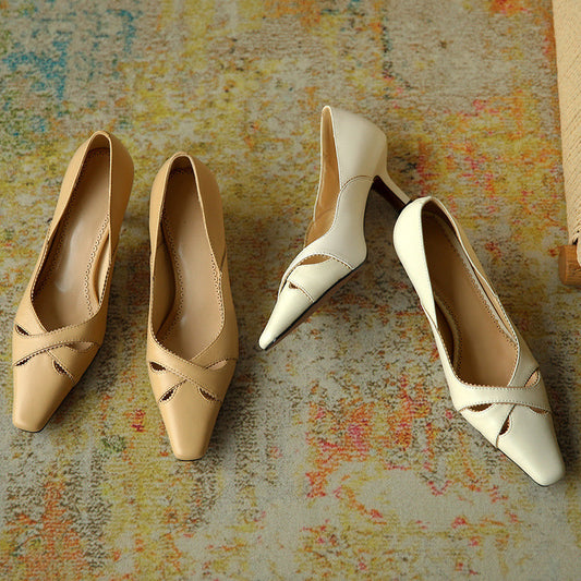 Elegant Leather Heels by Greta 