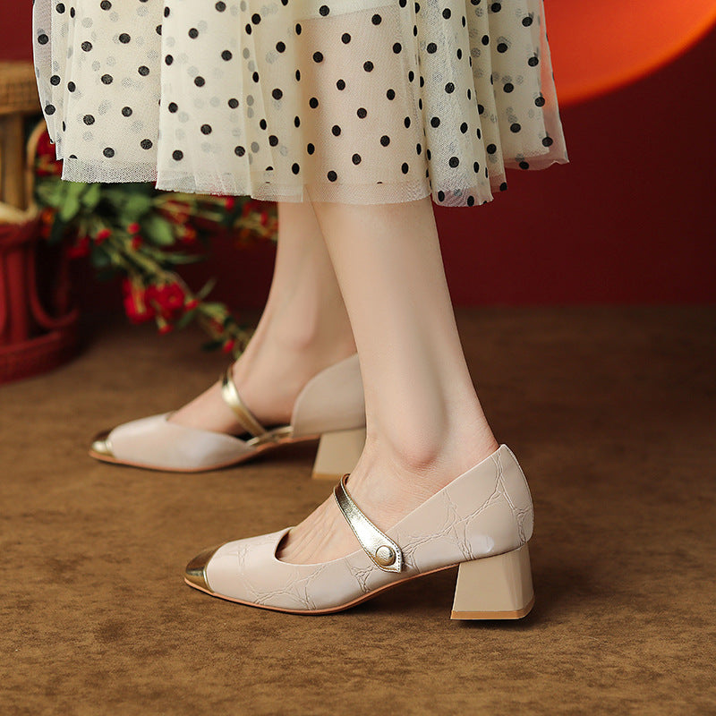 Retro Buckle Greta  Mid Heel High Heels