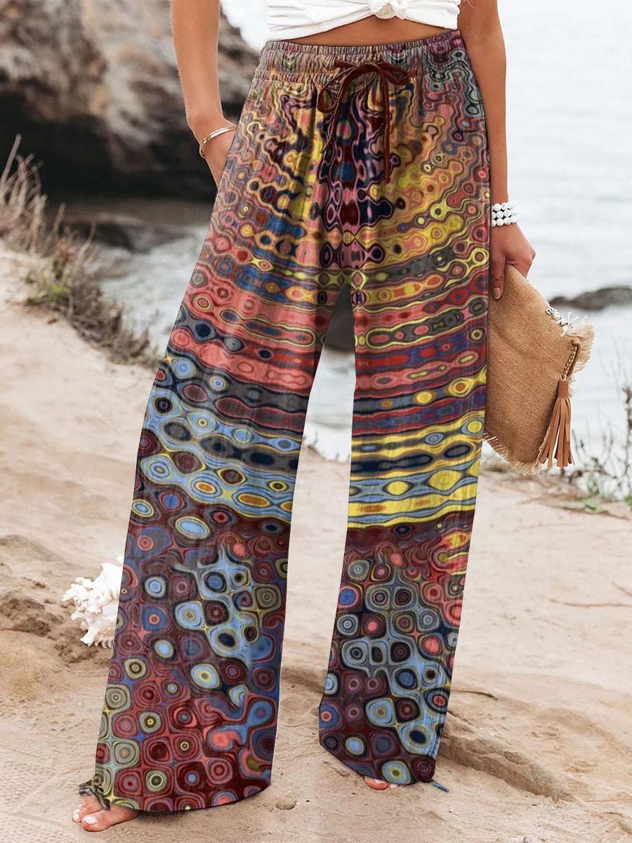 Boho Botanical Greta  Women's Wide-Leg Pants