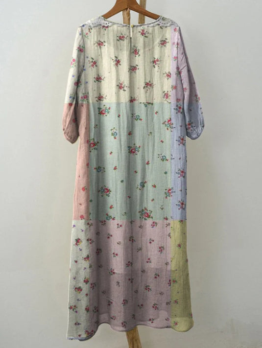 Floral Patchwork Greta  Long Sleeve Dress