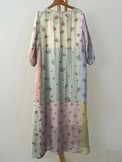 Floral Patchwork Greta  Long Sleeve Dress