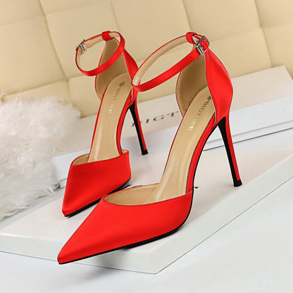Elegant Silk Pointed Heels by Greta 