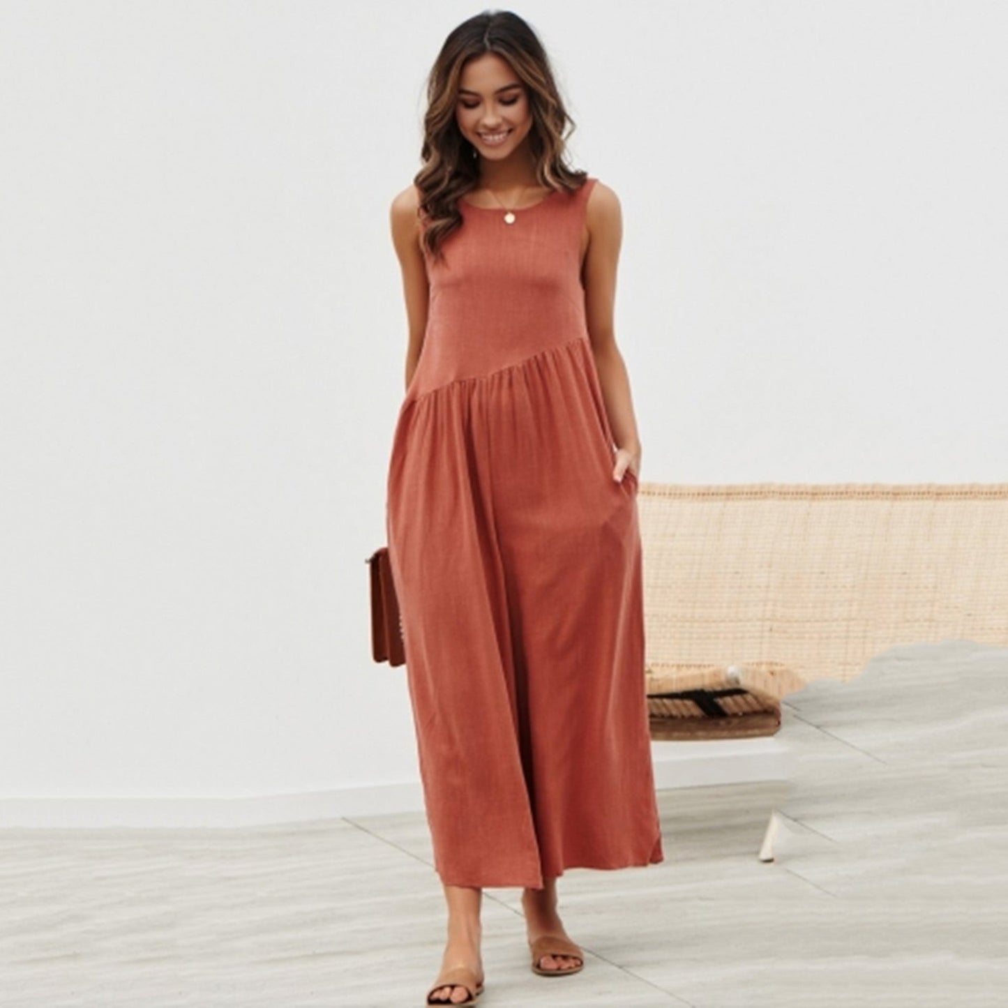 Chic Solid Color Vest Jumpsuit by Greta 