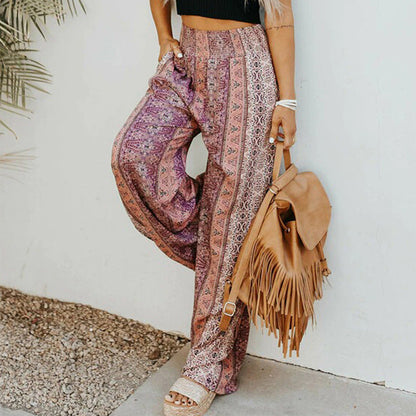 Boho Print Wide Leg Pants by Greta 