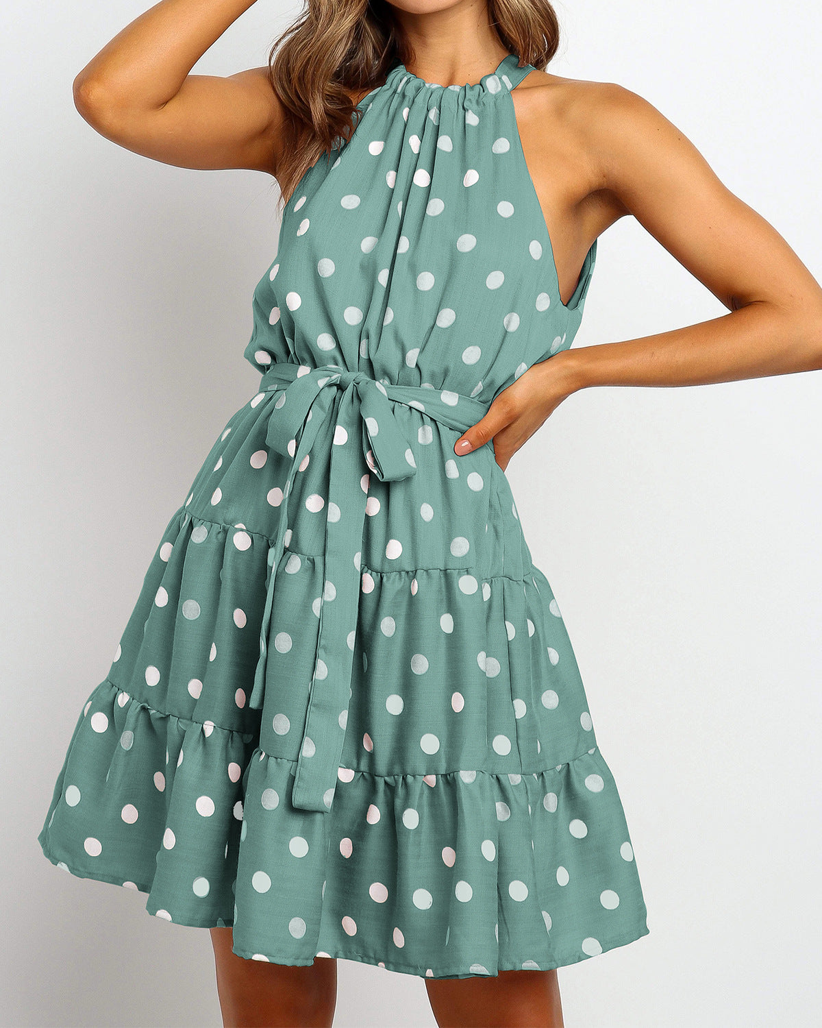 Chic Polka Dot Halter Dress by Greta 