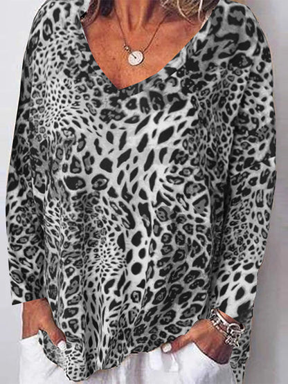 Leopard Print V-Neck Top by Greta 