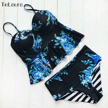 Floral High Waisted Bikini Greta  Swimwear