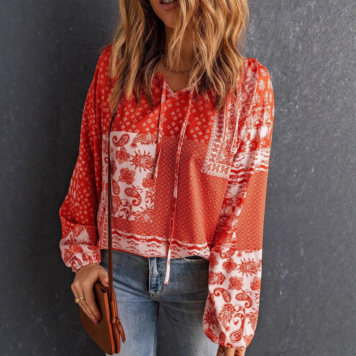 Boho Print Greta  Long Sleeve Blouse