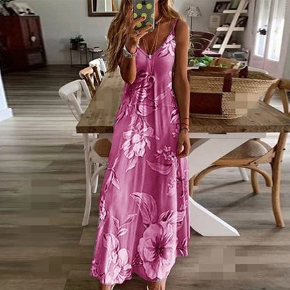 Floral Low-Cut Maxi Dress by Greta 