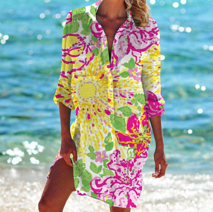 Vibrant Printed Bikini Cover Up by Greta 