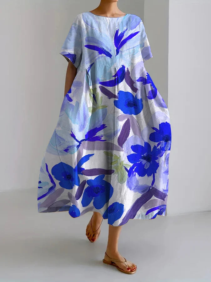 Artful Floral Greta  Summer Midi Dress