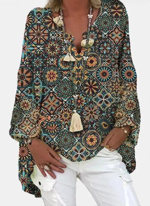 Vibrant Printed V Neck Top Greta 