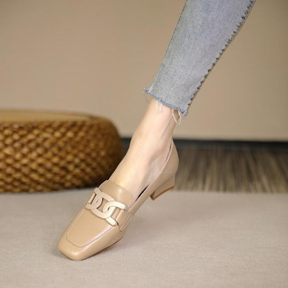 Elegant Greta  Chunky Heel Loafer Pumps